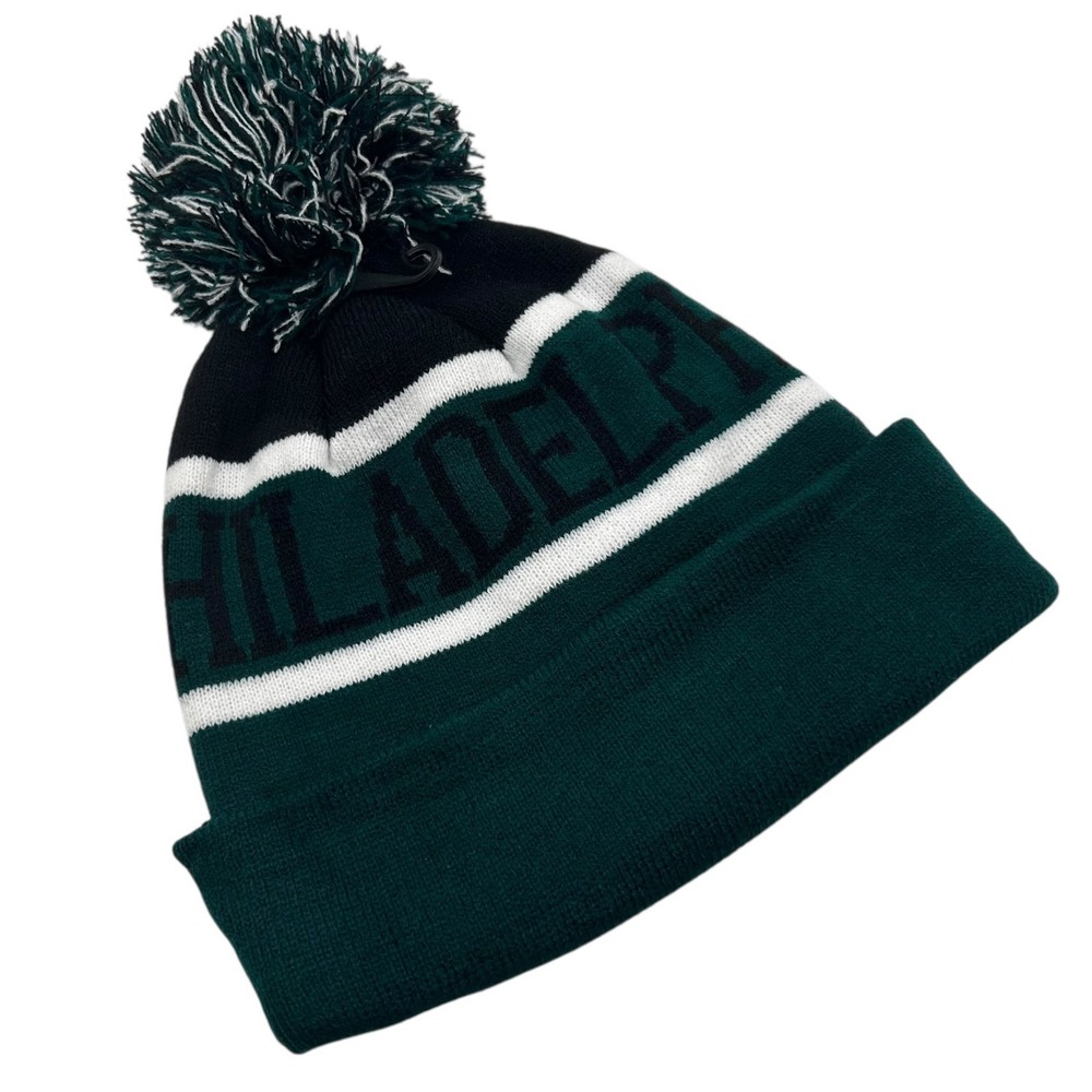 NEW Philadelphia Eagles Knit Beanie Pom Winter Hat‎ NFL Football Green White